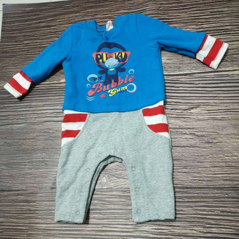 puku 長袖連身衣 假兩件造型 嬰幼兒連身衣 男寶寫真服 尺寸75cm