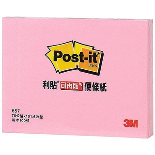 3M利貼橫式便條紙/4x3'/粉紅 eslite誠品
