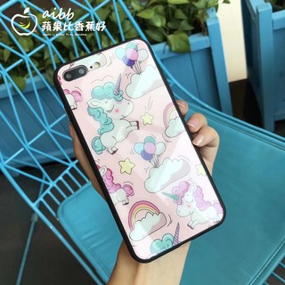 鋼化玻璃 背殼 貓咪/獨角獸 適用 Apple iPhoneX/i6/i6p/i8/8p ~ 全包邊手機殼 玻璃殻