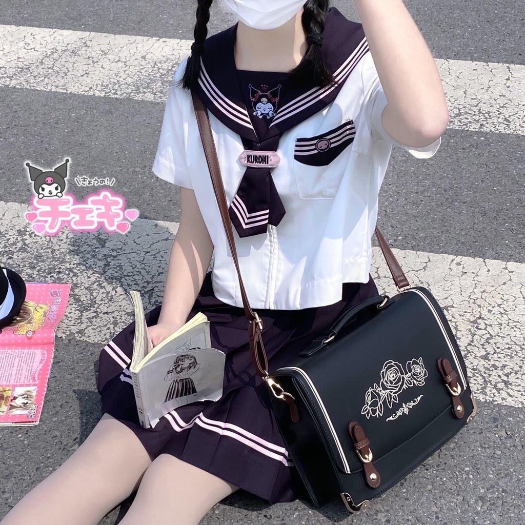 夏季上新 庫洛米jk制服送領結水手服套裝正統日系夏服短袖上衣女學生兩件套 6月4日發完 蝦皮購物