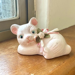 「古厝GU CHU」白貓咪🐈玻璃陶瓷裝飾品🌸