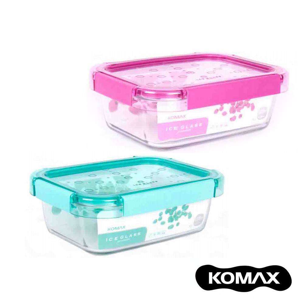 韓國KOMAX Ice Glass冰鑽長型玻璃保鮮盒1220ml 索樂生活 露營野餐環保食物醃漬密封罐樂扣蓋微波便當盒