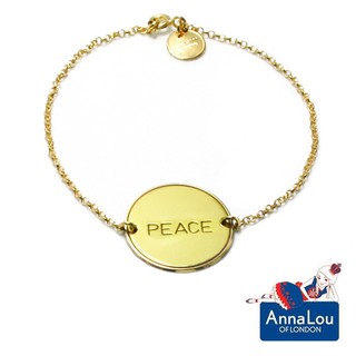 Anna Lou OF LONDON 倫敦品牌 優雅字墜 金手鍊 PEACE