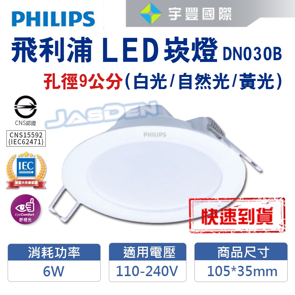 【宇豐國際】飛利浦PHILIPS LED 6W/10.5W/14W/18W/23W DN030 崁燈 超薄設計 無藍光