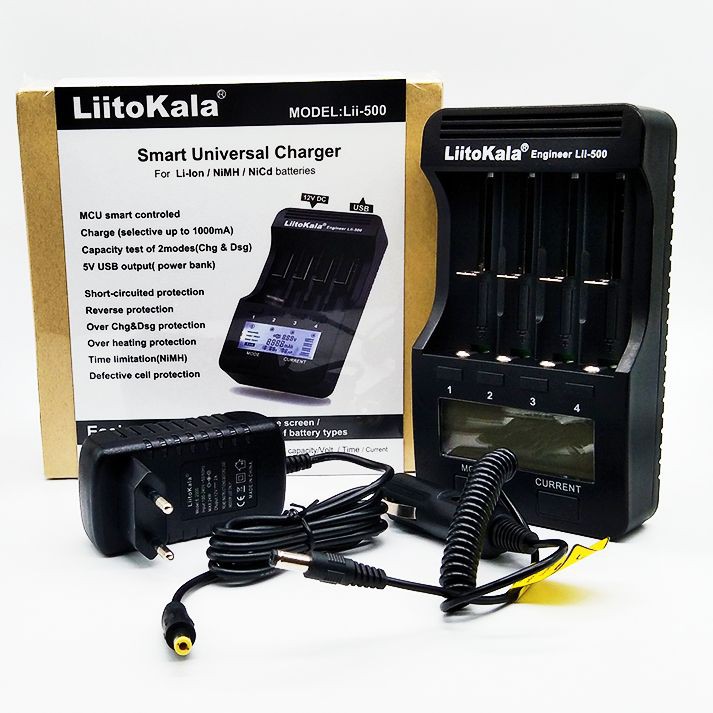 智能充電器 Liitokala Lii-500 LCD 3.7V 18650 18350 18500 16340 175