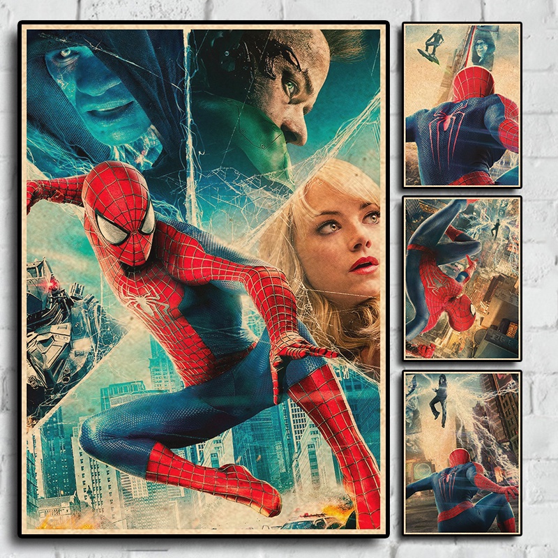 MARVEL 科幻動作電影神奇蜘蛛俠2改編漫威超級英雄漫畫家居裝飾復古海報