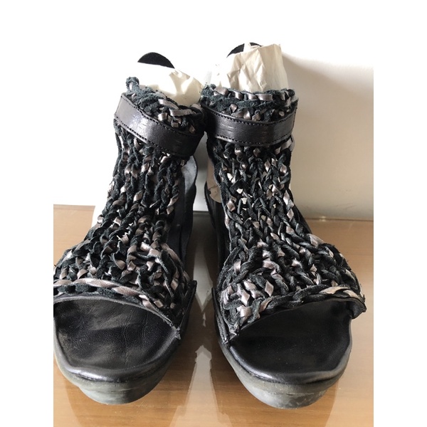 ［低價不議] 超美Trippen Knit Black黑銀編織涼鞋36號