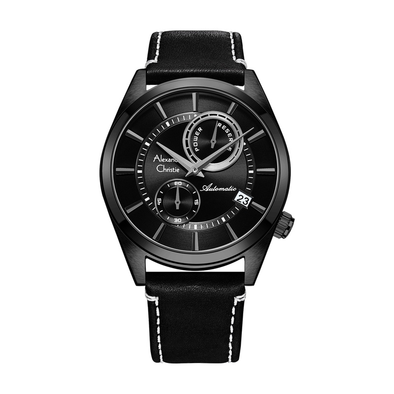 【Alexandre Christie】3041MALIPBA-SET 夜墨黑 機械錶 附皮革錶帶盒裝套組 AC手錶