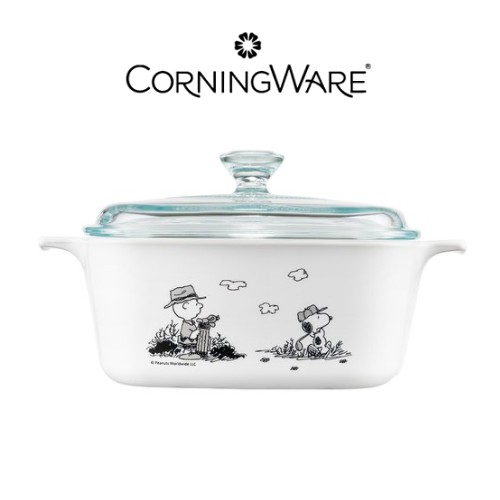 [CORNINGWARE] SNOOPY 史努比 帶蓋黑白正方形砂鍋（1.5L / 2L）