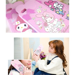 【Sanrio 】iPhone 6 Plus/6s Plus (5.5吋) 皮革彩繪耳朵造型保護套(附吊繩)-美樂蒂款