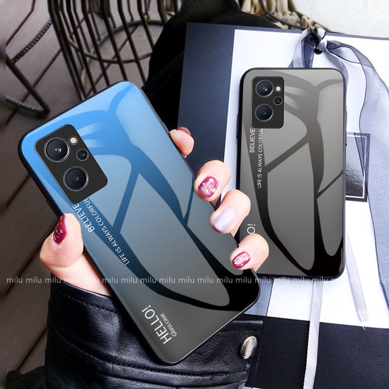 Realme 9I漸變玻璃殼 適用於 Realme X50 X50Pro 8 7 GT GTNeo2 GT大師版手機殼