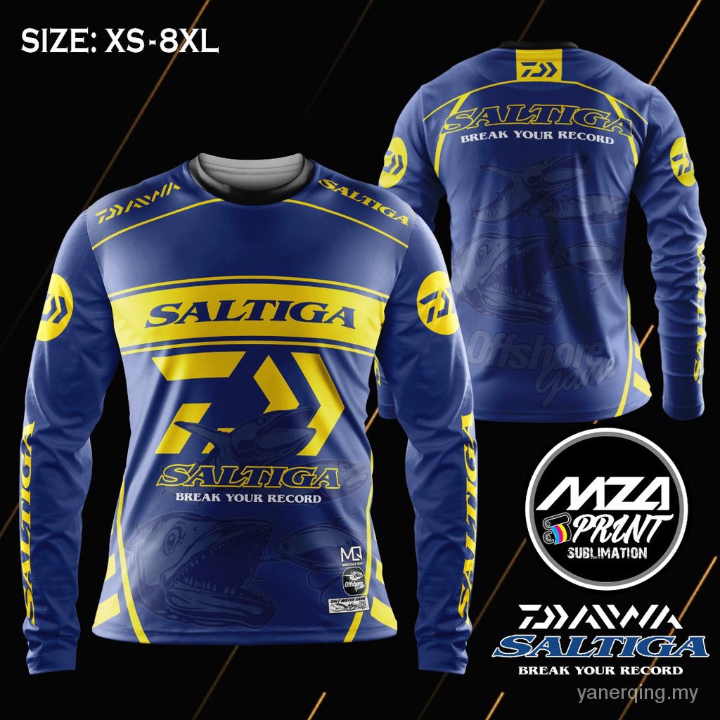 Daiwa Saltiga 版球衣昇華鹽水衣服防紫外線釣魚 Baju Pancing 長袖尺寸 XS - 8XL