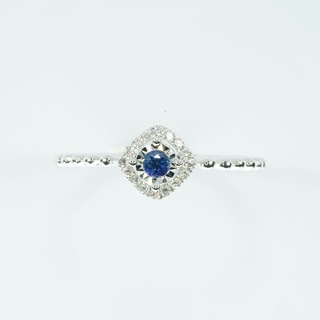 【D.Jewelry】18K金藍寶石戒指 菱形幾何滿鑽設計 真金真鑽 輕奢珠寶 時尚疊戴
