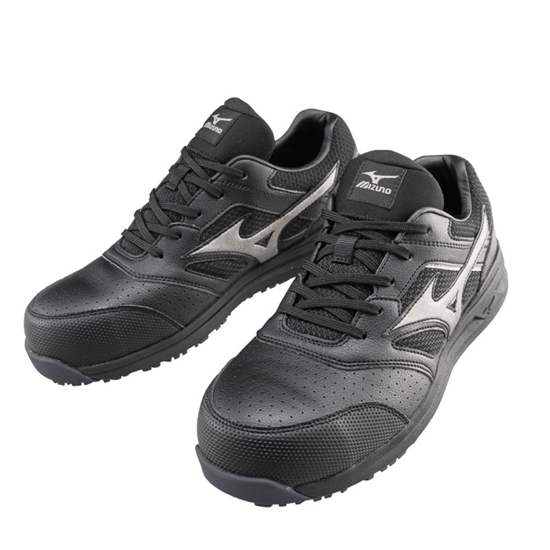 MIZUNO 美津濃 LS II  男款 黑銀 寬楦 塑鋼頭 防護 安全 工作鞋(F1GA213409)