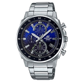 【CASIO】EDIFICE 經典三針三眼漸層混搭日期顯示不鏽鋼錶-湛藍(EFV-600D-2A)