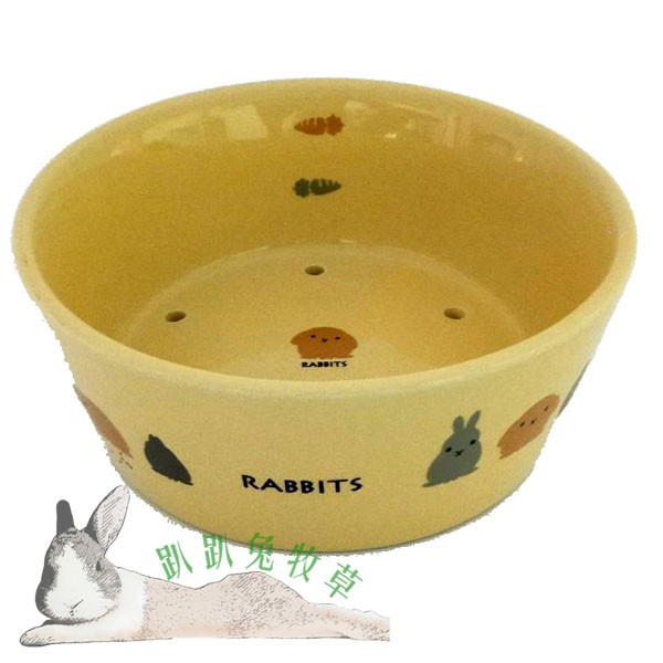 ◆趴趴兔牧草◆日本Marukan 超可愛圓形陶瓷碗 兔 天竺鼠