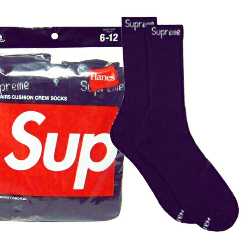 ｛星塵滑板店｝Supreme 襪子 （黑色/白色）一雙