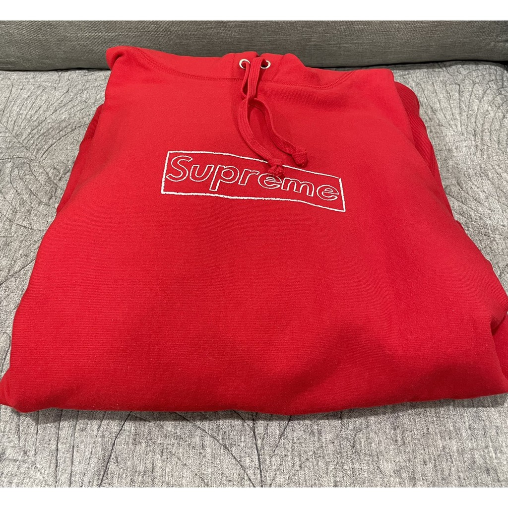 Supreme KAWS Chalk Logo Hooded Sweatshirt Red 帽T 長袖 紅色 XL 現貨