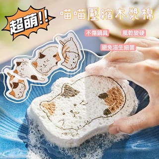 『台灣x現貨秒出』貓貓造型木漿洗碗海綿 洗碗神器 寵物周邊