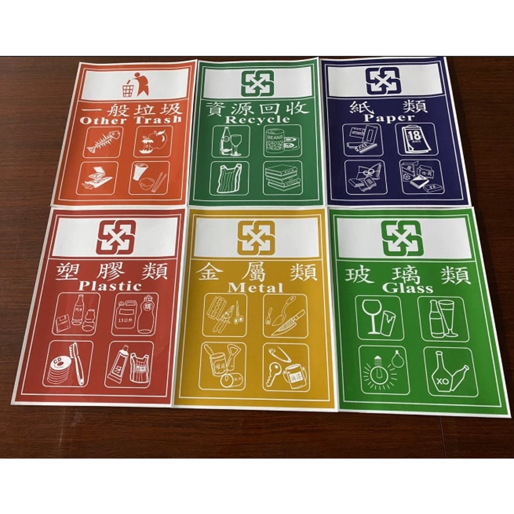 環保垃圾貼紙 分類垃圾貼紙-一般垃圾 / 資源回收 / 紙類 / 塑膠類 /金屬類 /玻璃類 標示貼紙 | 蝦皮購物