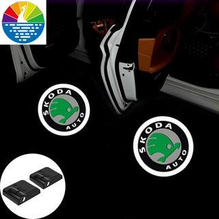 2個一組 斯柯達Skoda汽車迎賓燈車門改裝鐳射投影燈LED車門鐳射氛圍燈 開門照地燈 免接線OCTAVIA KAROQ
