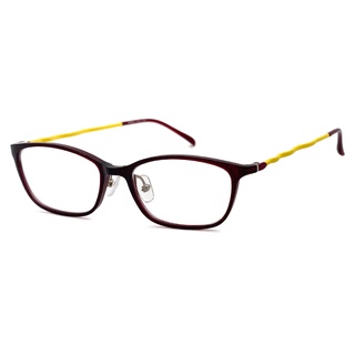 光學眼鏡 知名眼鏡行 (回饋價) - 咖框黃腳光學鏡框 超輕超彈性記憶鏡腳 15260 配近視眼鏡(複合材質/全框)