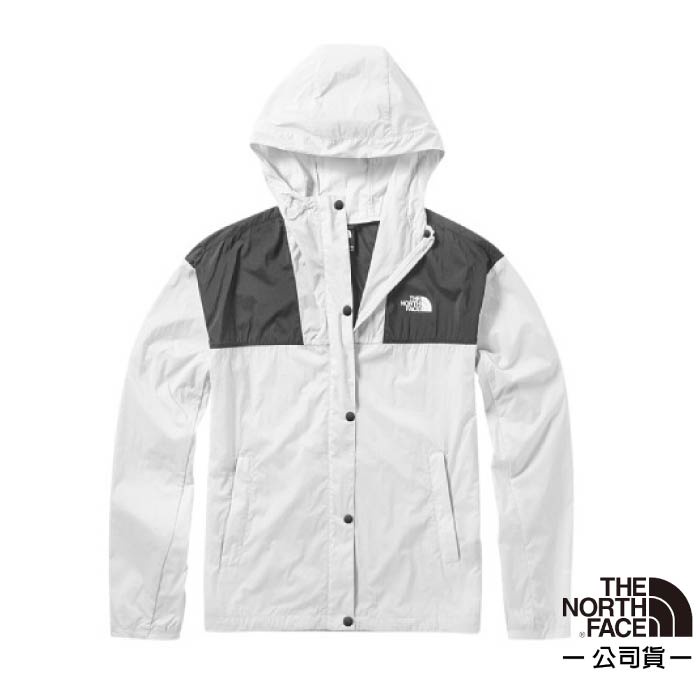 【美國 The North Face】女 WindWall 防風防潑輕薄連帽外套 運動夾克 4973-9B8 灰白 V