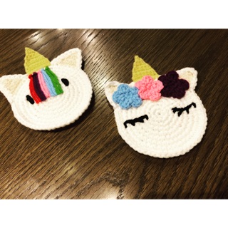 unicorn獨角獸。手作杯墊
