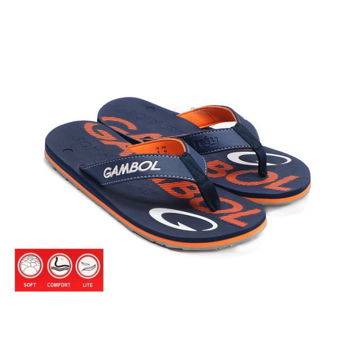 新品上架   GAMBOL 男款運動休閒夾腳拖鞋 ( GM11303L 藍)