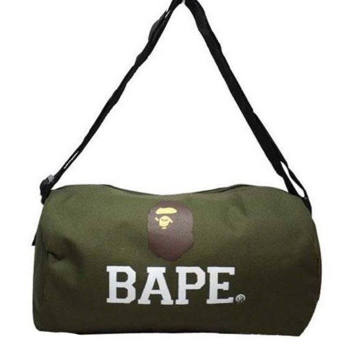 *現貨*日本雜誌款 bape A BATHING APE 軍綠簡潔郵差包/圓桶包/圓筒包/旅行包/運動包