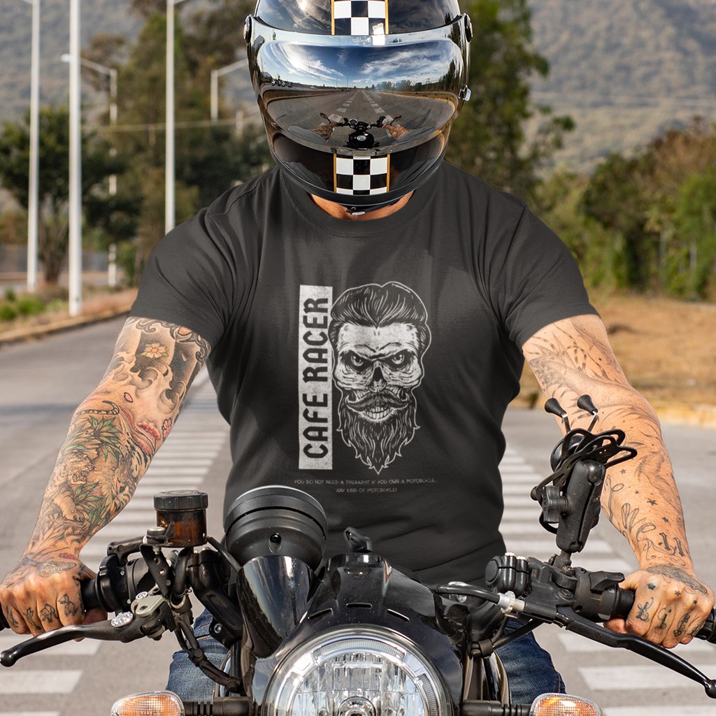 Beard Cafe Racer 中性短袖T恤 7色 (現貨) 鬍子骷髏凱旋重機騎士機車摩托車