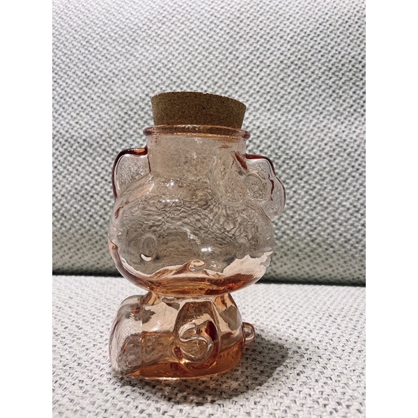 Hello kitty 粉紅玻璃造型置物罐 花器 花瓶 儲錢筒 零錢罐