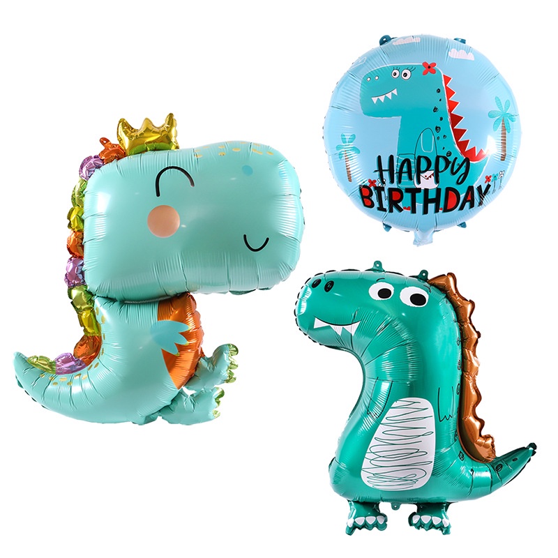 【現貨商品 當天出貨】 卡通綠色皇冠恐龍 派對氣球 生日氣球 派對佈置 小恐龍氣球 恐龍生日氣球