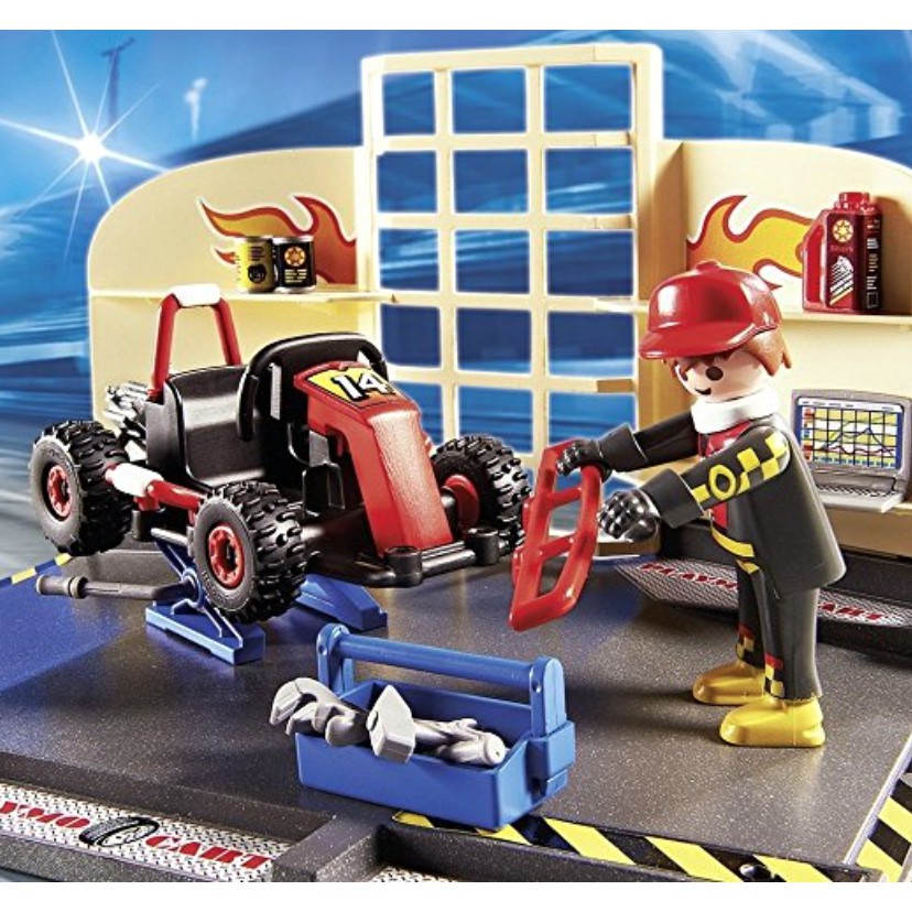 playmobil go kart garage