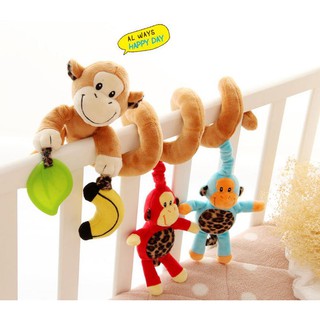 現貨《寶寶玩具』Sozzy猴子一家三口床繞 ♥ 帶搖鈴 響紙 BB器 ♥ 嬰幼兒 床掛 床繞 玩具 猴子 布偶 售完為止