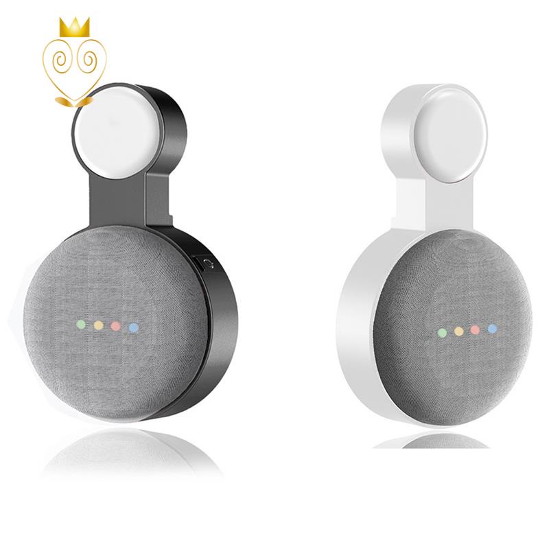 [現貨]-適用於Google Audio的1件裝Google Nest Mini壁式支架第二代插座懸掛式衣架支架-黑色