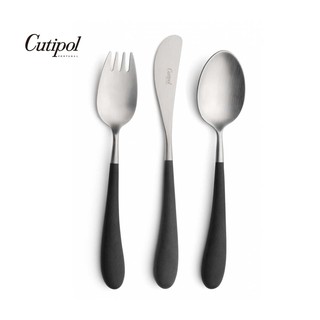 【Cutipol】ALICE系列-黑柄霧面不銹鋼-16cm刀叉匙-3件組-原廠盒裝 葡萄牙手工餐具 全台獨家新款