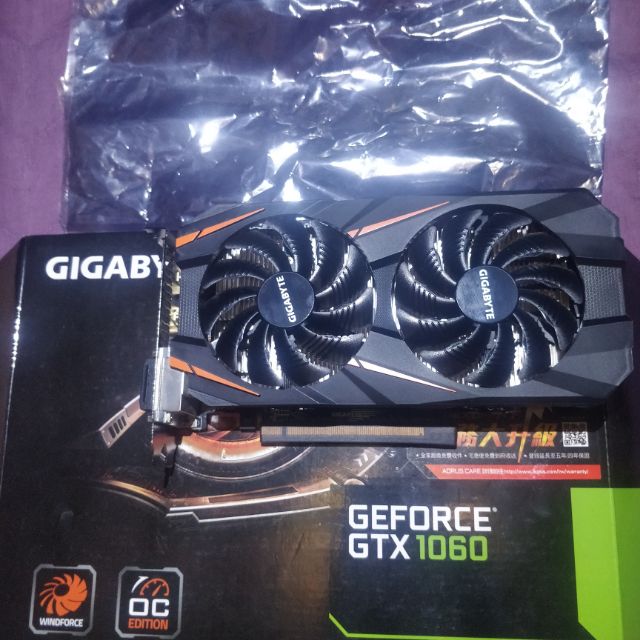 Gtx1060 3g ddr5 oc 9.9新 技嘉風之力雙風扇 散熱好 有強化背板 盒裝完整，台北面交少100元