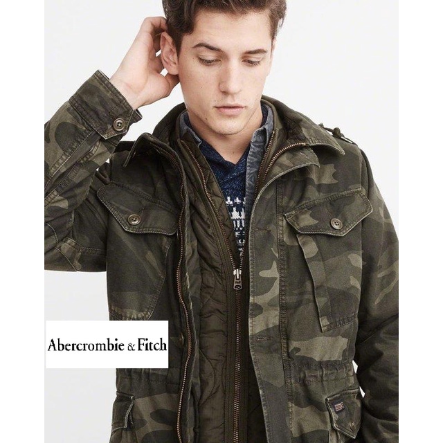 §上鉌嚴選 A&amp;F Abercrombie&amp;Fitch Military Field Jacket連帽鋪棉軍裝外套-迷彩