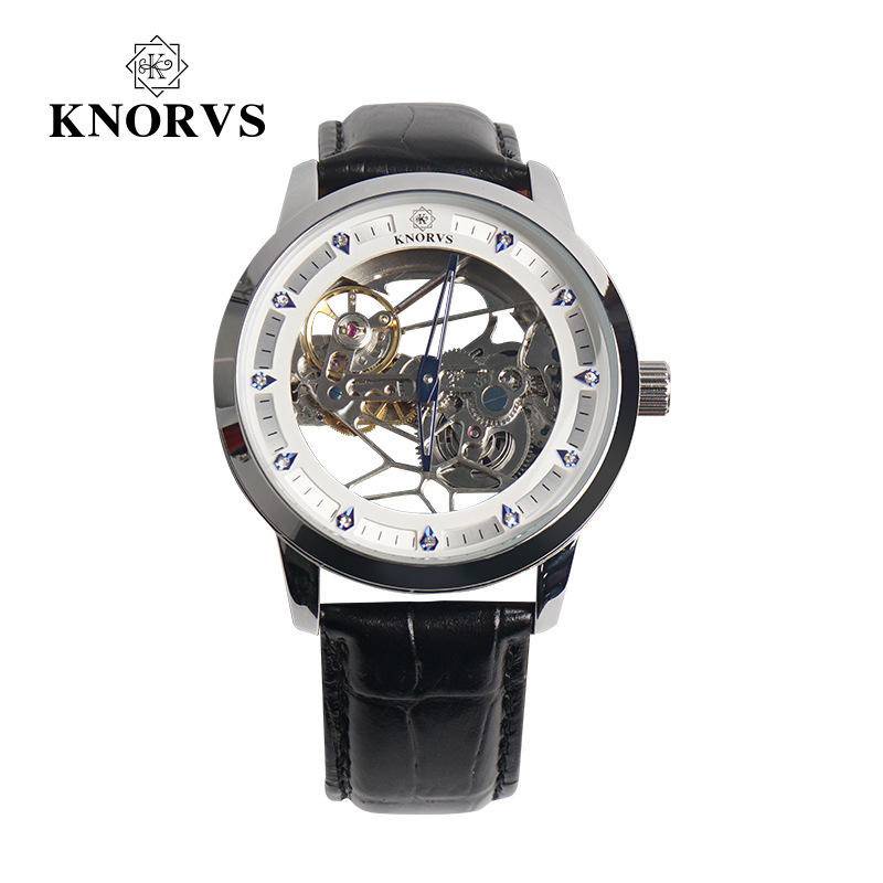 【飾碧得】KNORVS卡諾威斯瑞士品牌時尚夜光機械錶防水男士手錶鏤空k008