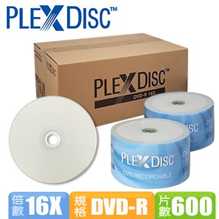 PLEXDISC DVD-R 16x 噴墨可印光碟片 600片裝-整箱出貨