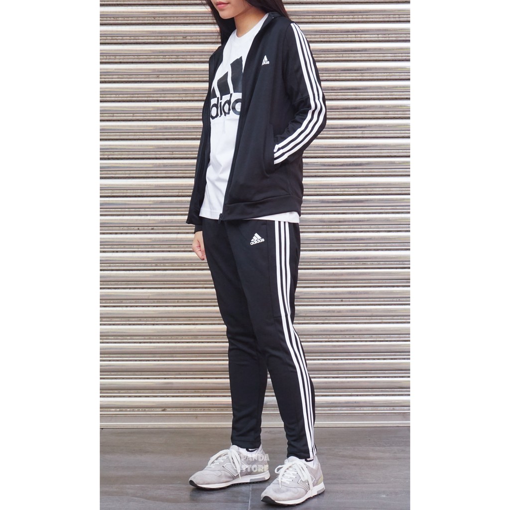 胖達）ADIDAS TEAM SPORTS 愛迪達 基本款 外套 長褲 經典 三線 套裝  DV2431 黑 女