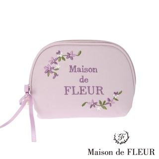 Maison de FLEUR 紫羅蘭刺繡緞帶弧形手拿包(8A21FTJ2100)