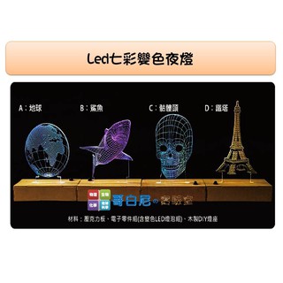 哥白尼的實驗室/安親課輔才藝班/led七彩變色夜燈(電池+USB兩用/雷雕壓克力材質)/手工藝 居家擺設 造型燈具