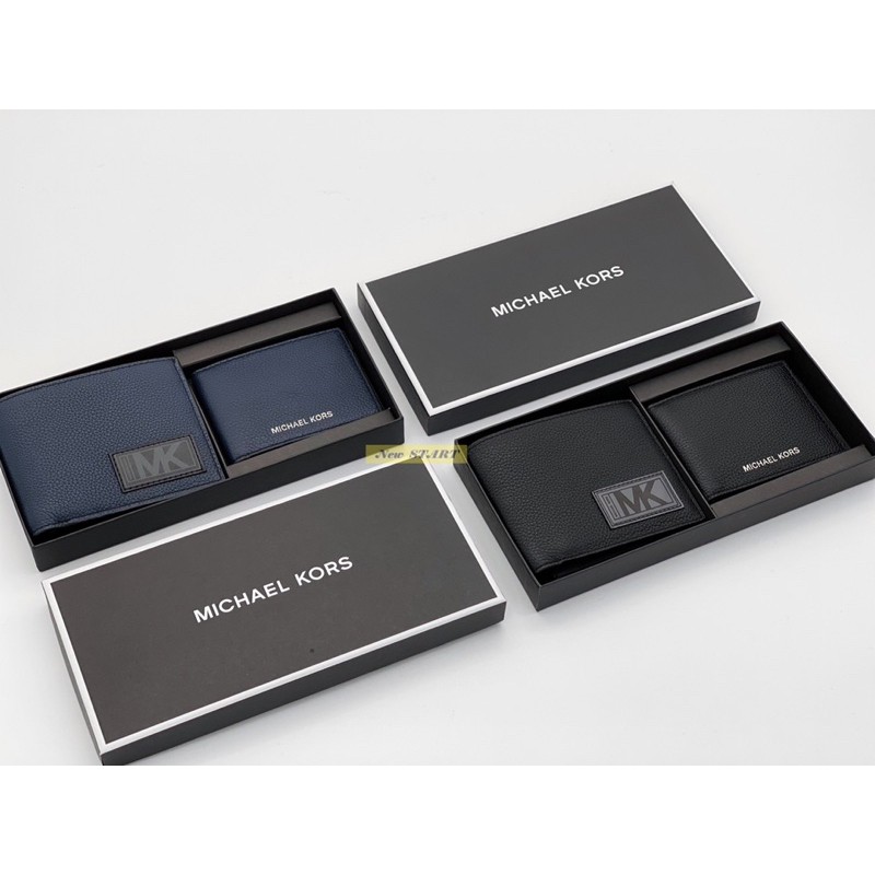 【New START精品服飾-員林】Michael Kors MK 皮標字母Logo 短夾+活動名片夾 二合ㄧ 禮盒