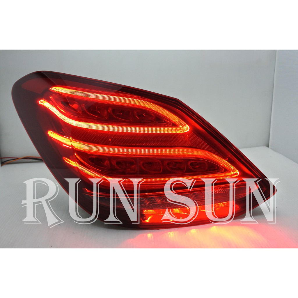 ●○RUN SUN 車燈,車材○● 全新 賓士 W205 C200 C250 C300 升級高配樣式光柱晶鑽紅黑 尾燈