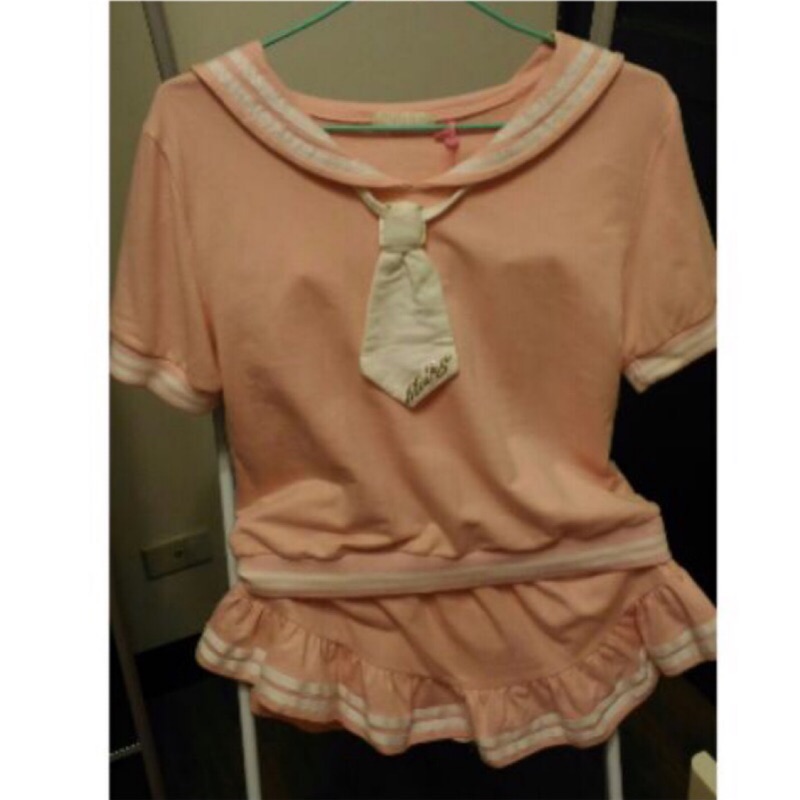 💕【Pink Baby】((F))棉質水手服套裝(上衣+褲裙可外出)