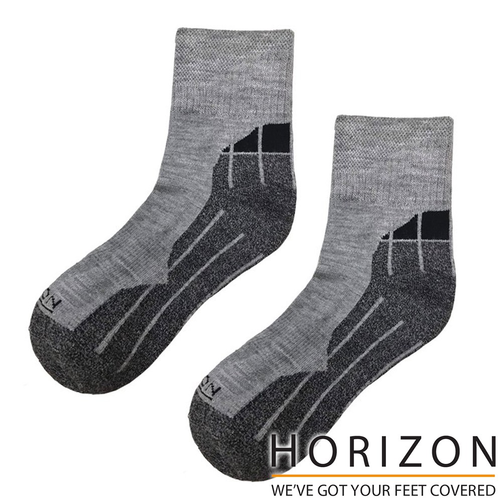 【HORIZON】MERINO QUARTER 美麗諾羊毛襪 HO-2224『淺灰/灰/黑』