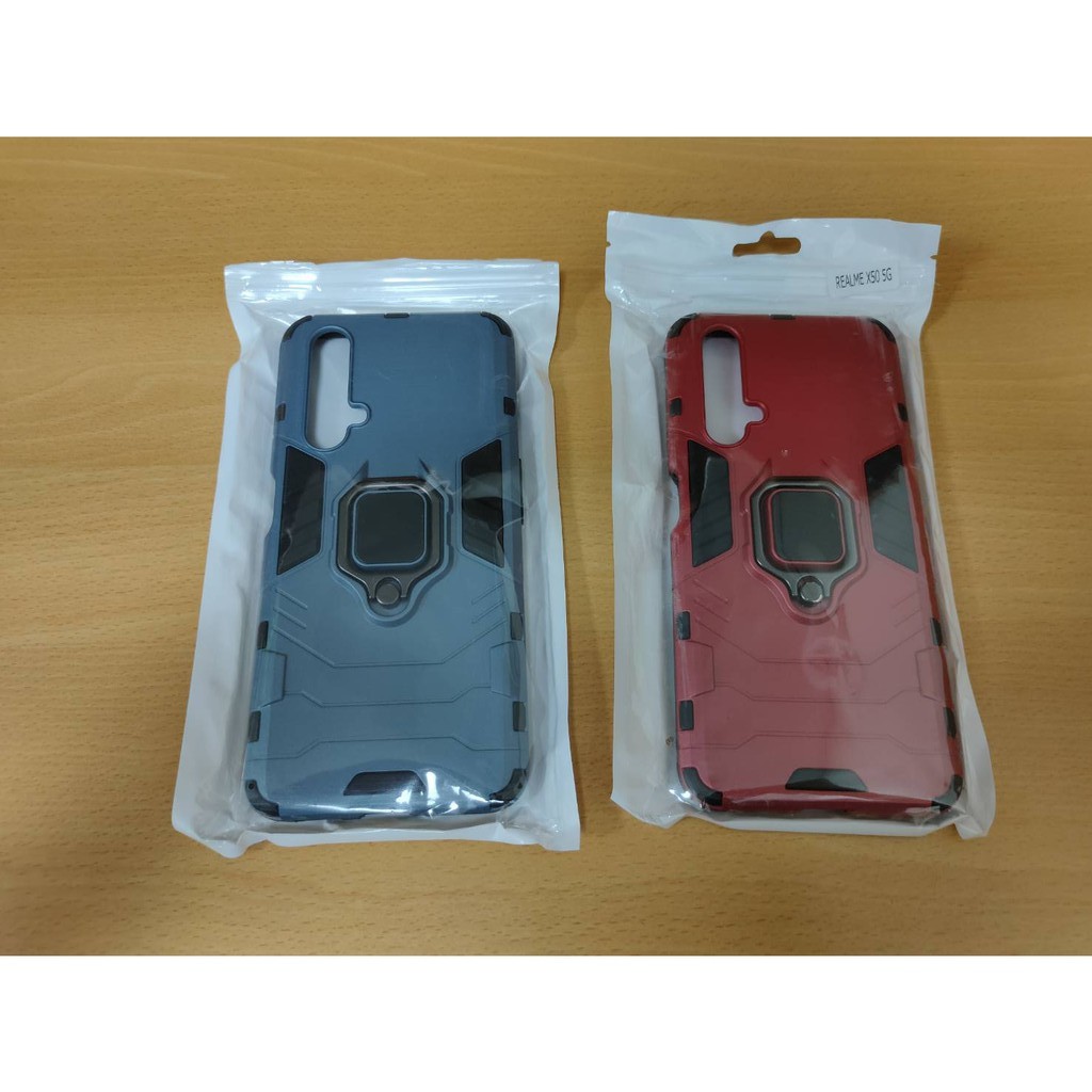 【Bin_Home】realme X50 / X3 紅色&amp;藍色，指環支架手機殼，全包防摔保護套，含運費