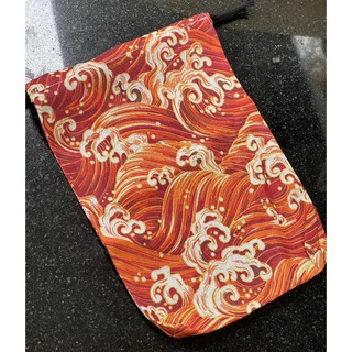 NEW~虎幻出品~日式海浪彩繪、紅海浪、熊大、粉紅象編織布料~便當盒專用保護袋~針織布袋~編織束袋